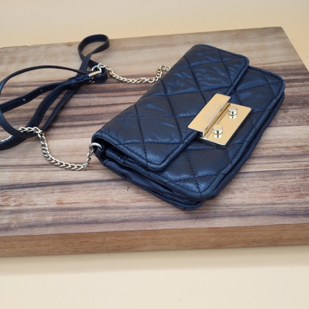 Michael Kors Black Quilted Leather Crossbody Bag SUPER EUC